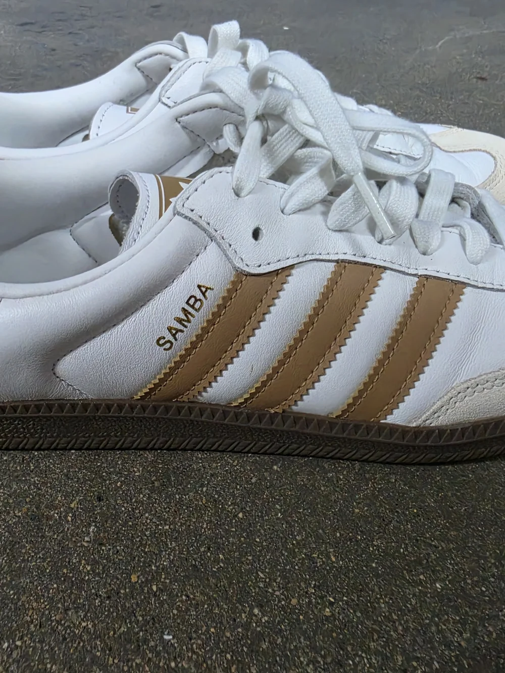 adidas Samba Leather Sneaker - White with Tan Accents